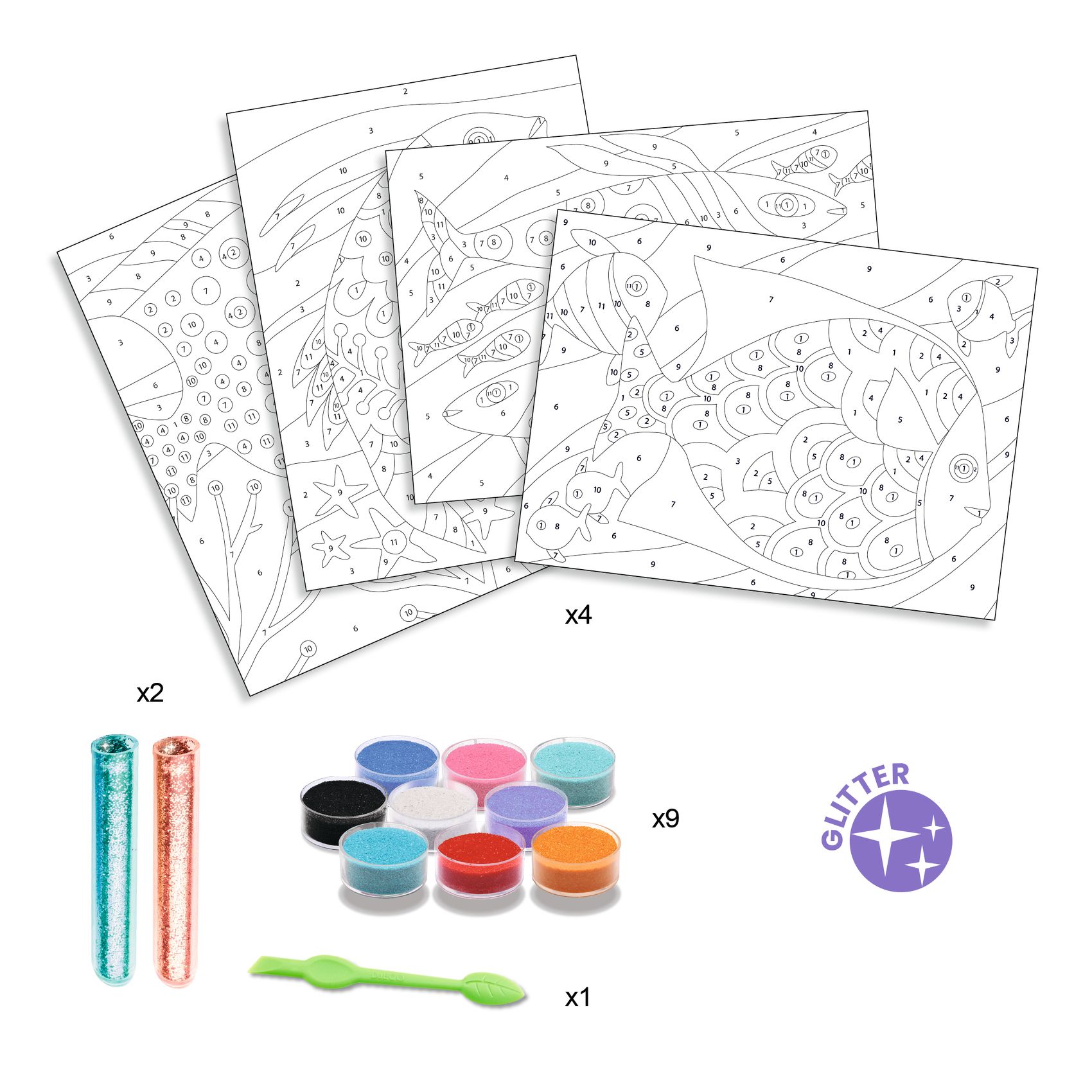 Djeco Fish Rainbows kit sabbia colorata 4 disegni dai 5 anni