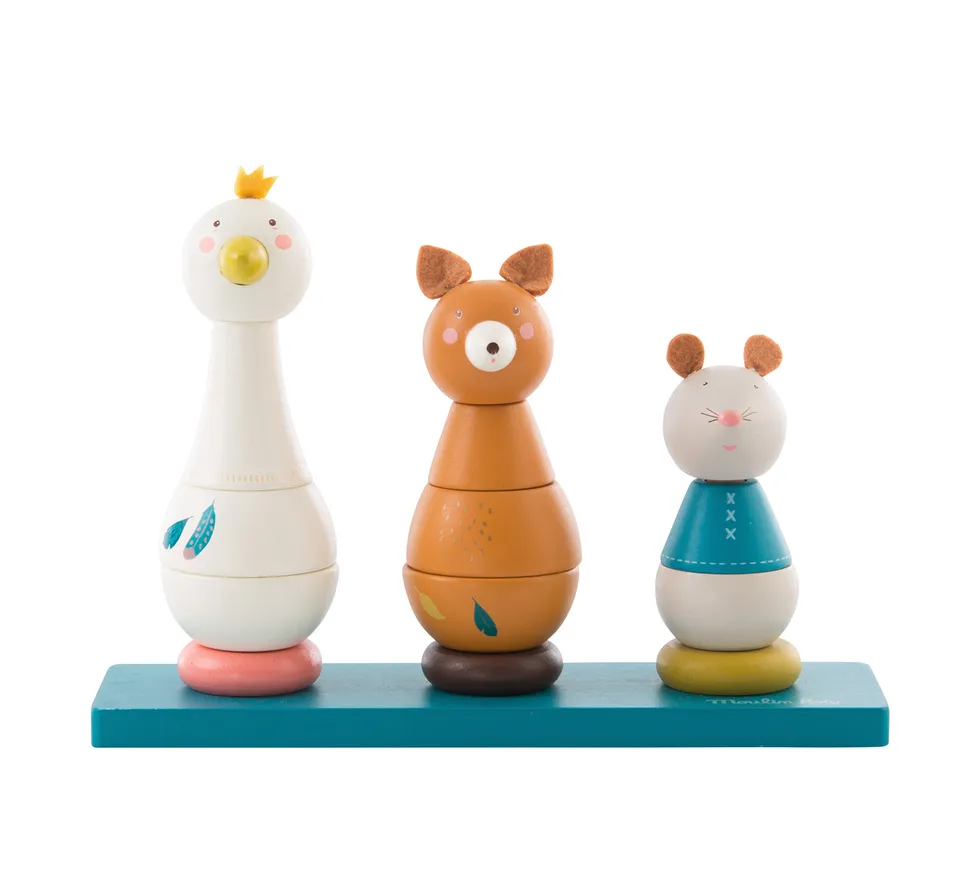 Moulin Roty Le Voyage d’Olga impilabile 3 animali legno
