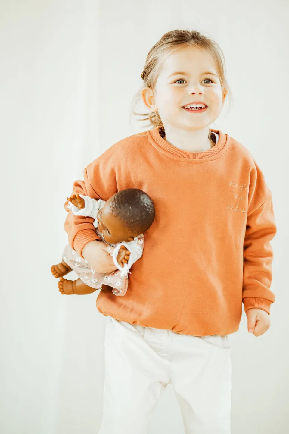 Ella and Rapha Sis felpa ruggine cotone bambina