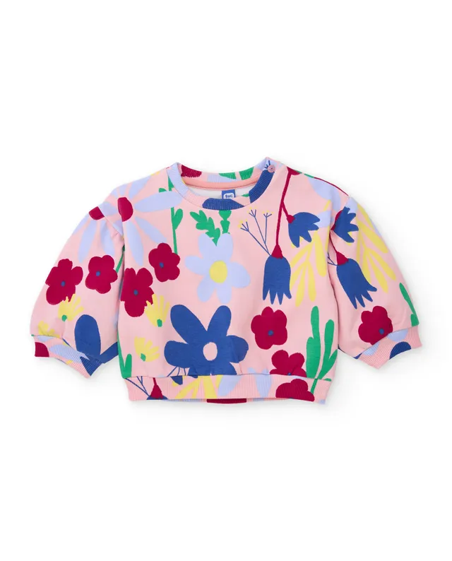 Tuc Tuc felpa bambina fiori rosa chiaro calda