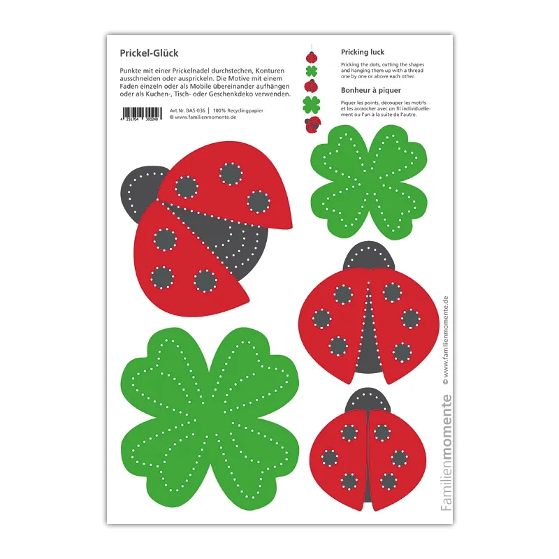 Cartolina A5 da punzonare coccinella carta riciclata