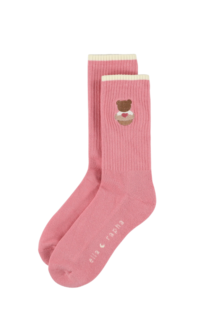 Ella and Rapha Teddy Bear calzini rosa in cotone