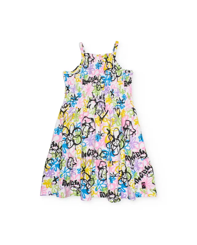 Tuc Tuc vestito bambina graffiti bianco fiori