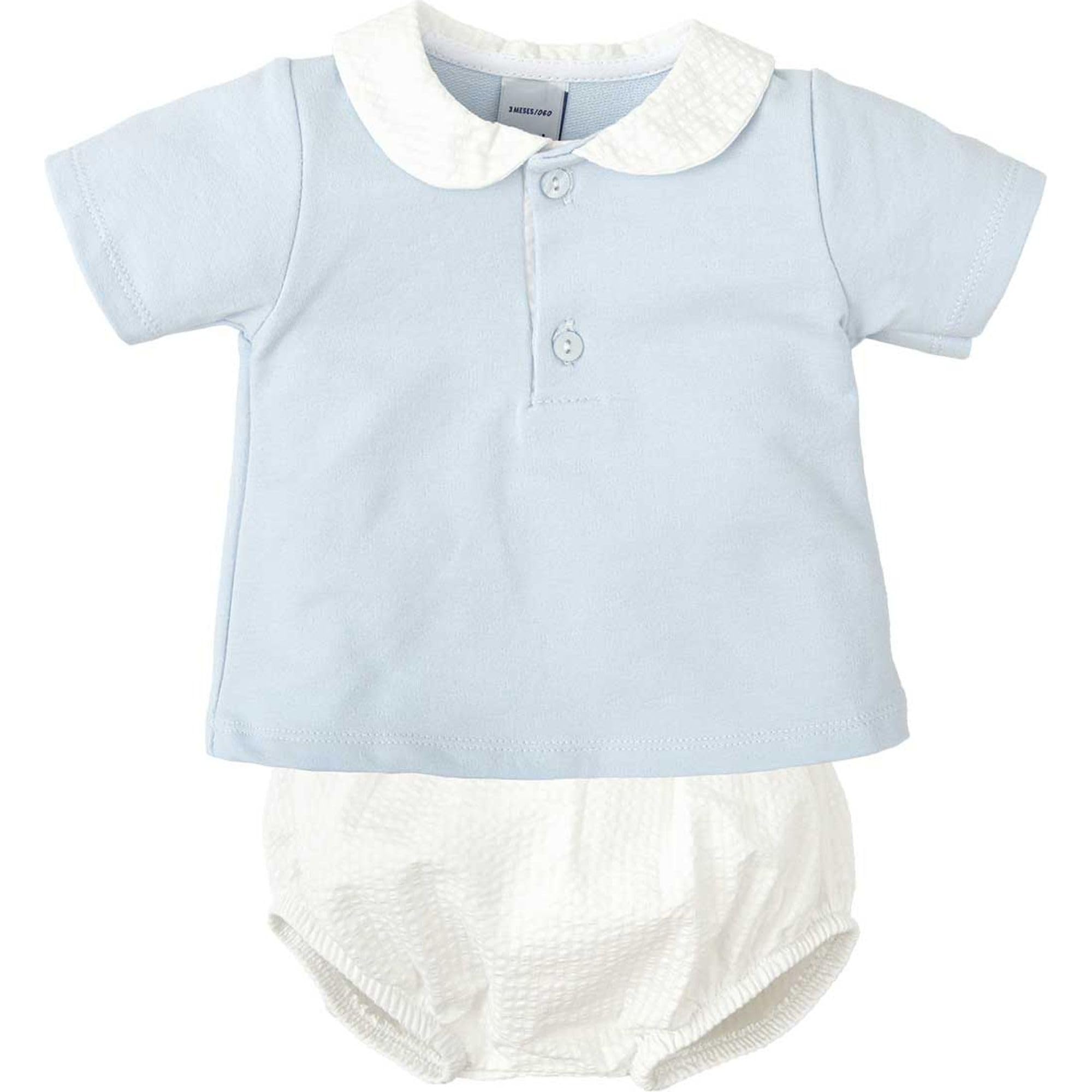 Babidu Set Maglietta Culotte 0-3 Mesi Cotone Azzurro
