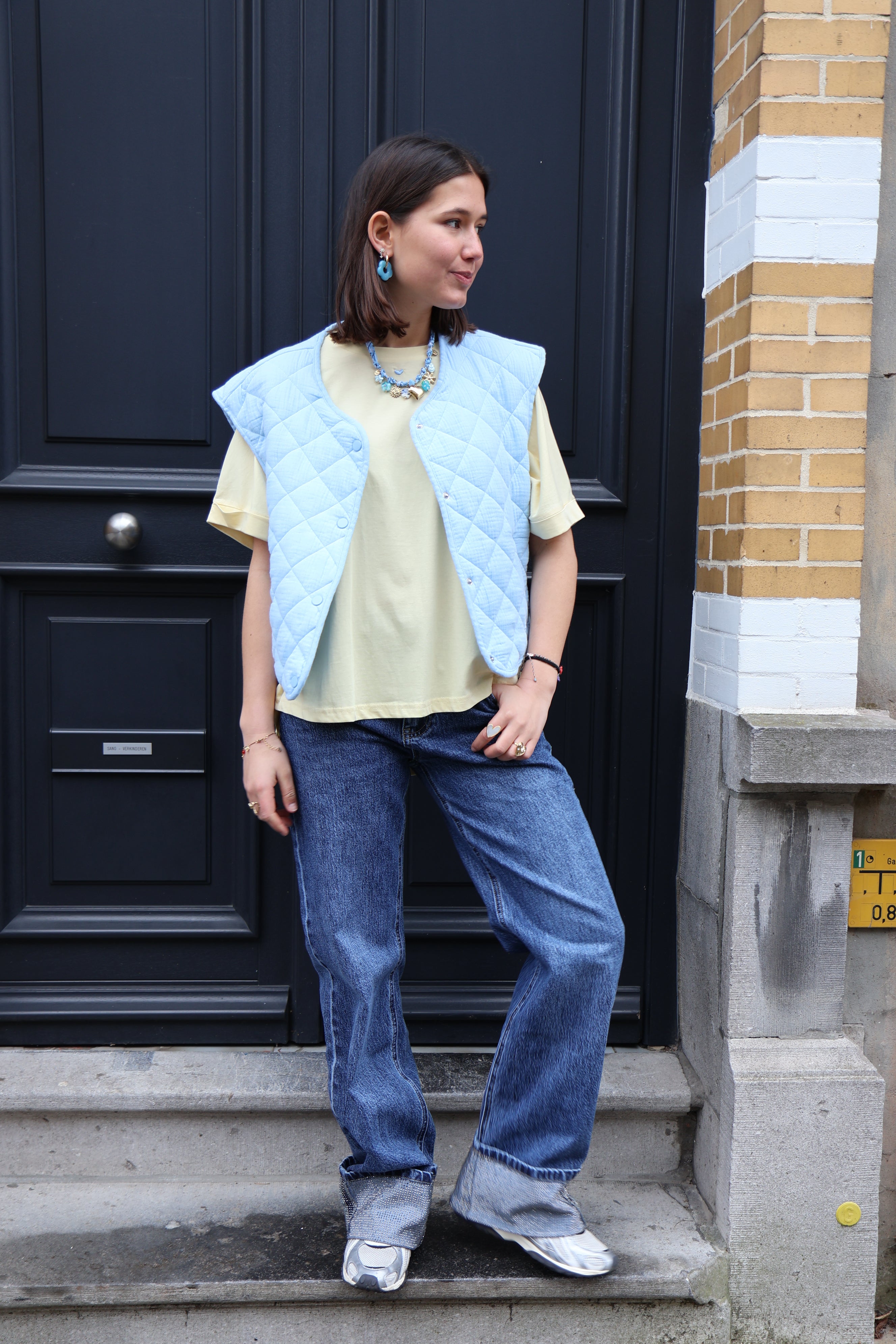 Ella and Rapha Striped cardigan donna blu a righe