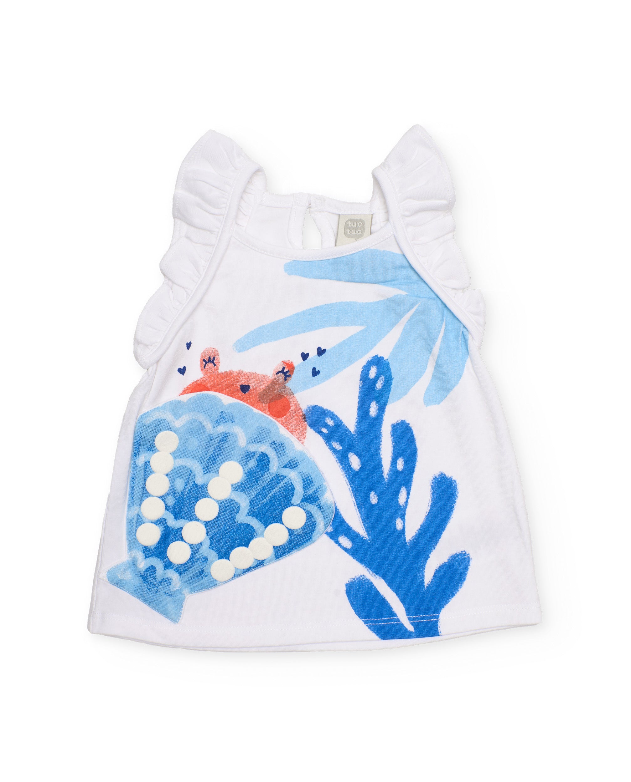Tuc Tuc completo bambina top e leggings mare bianco giallo