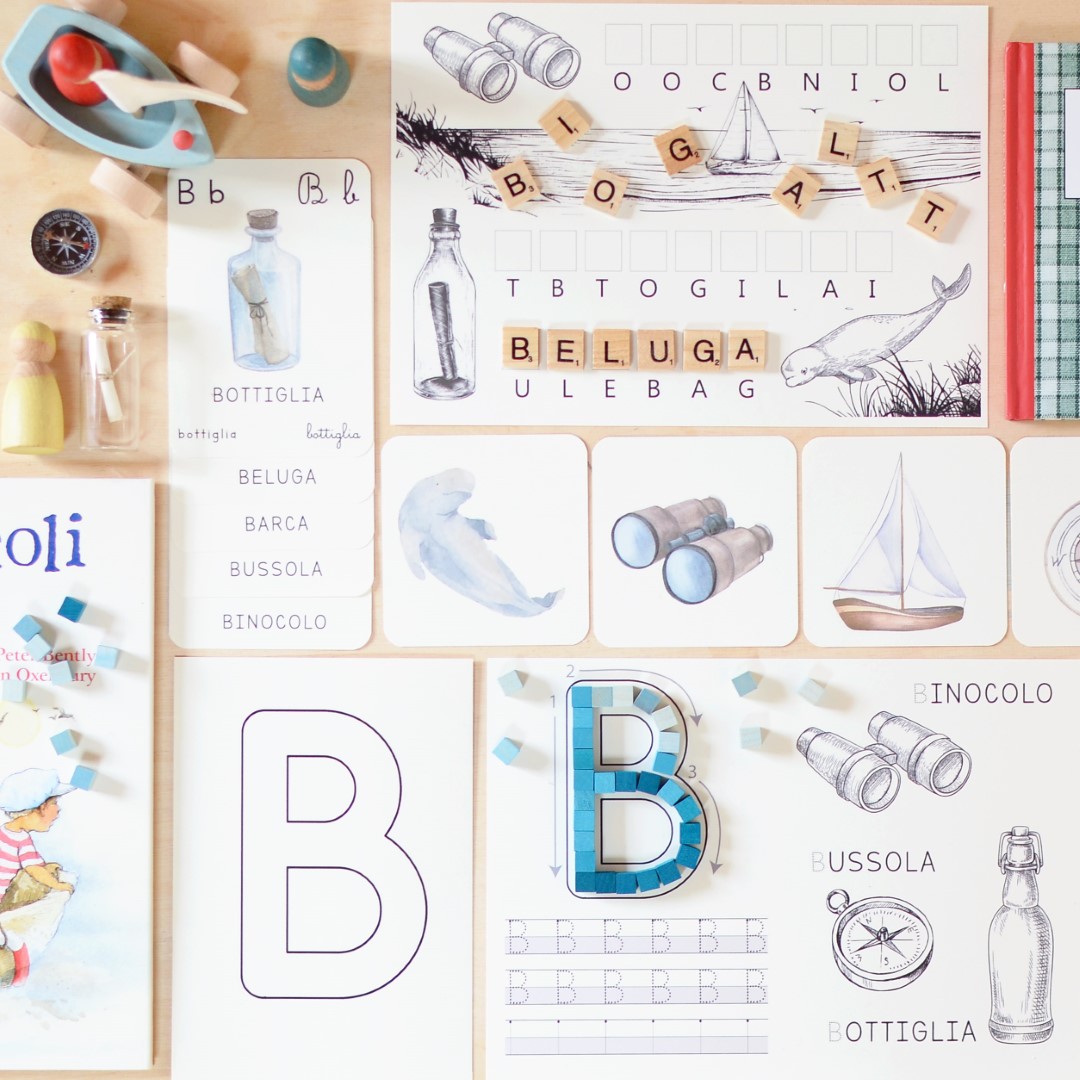 Baboo Abecedario Lettera B Barca schede pdf A4