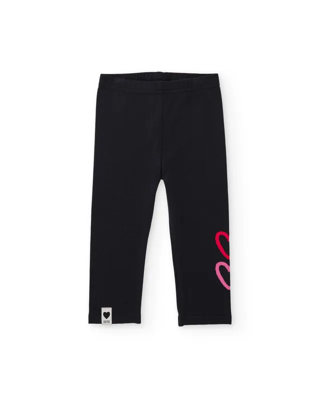 Tuc tuc Dino Roll leggings bambina neri stampa cuore
