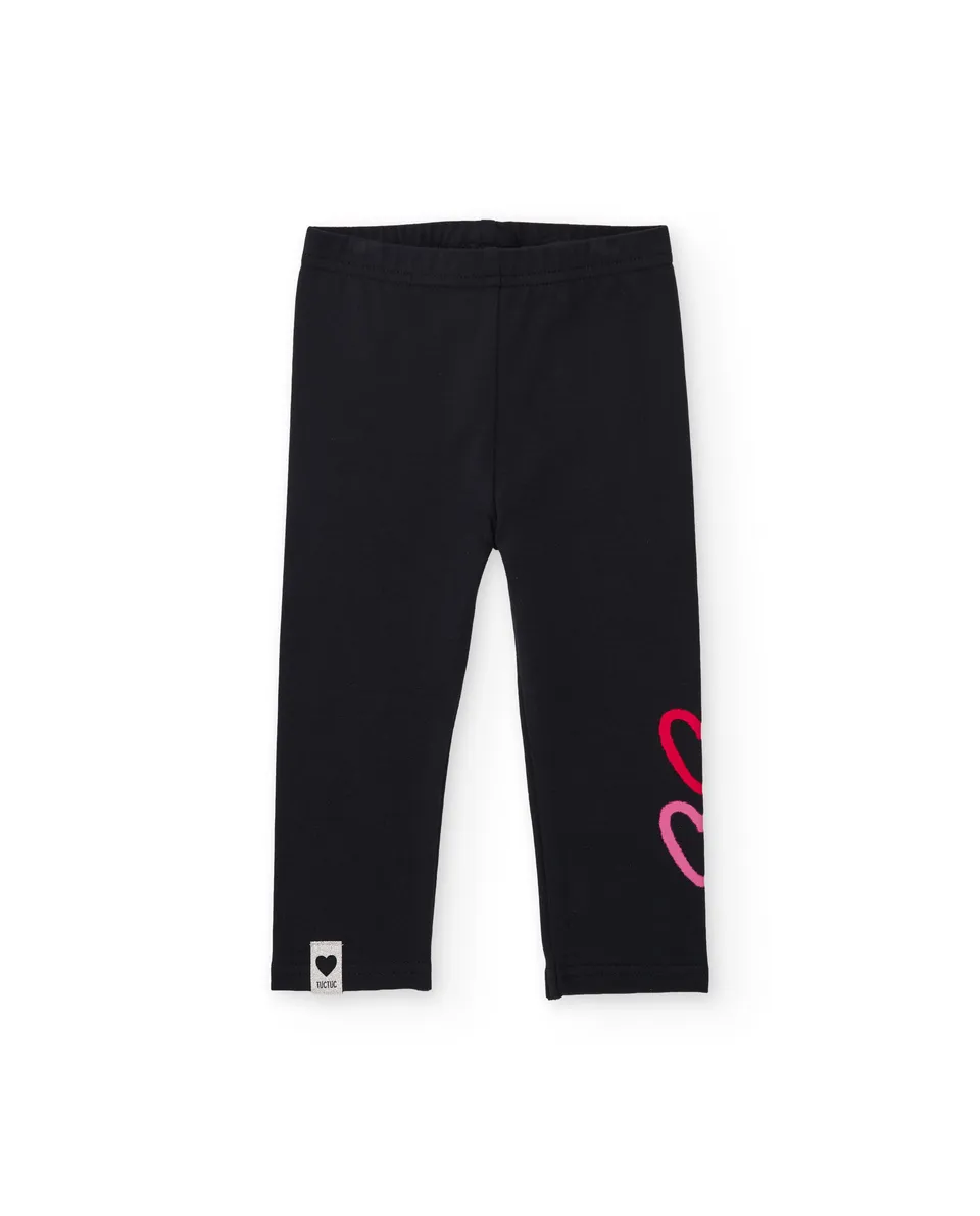 Tuc tuc Dino Roll leggings bambina neri stampa cuore