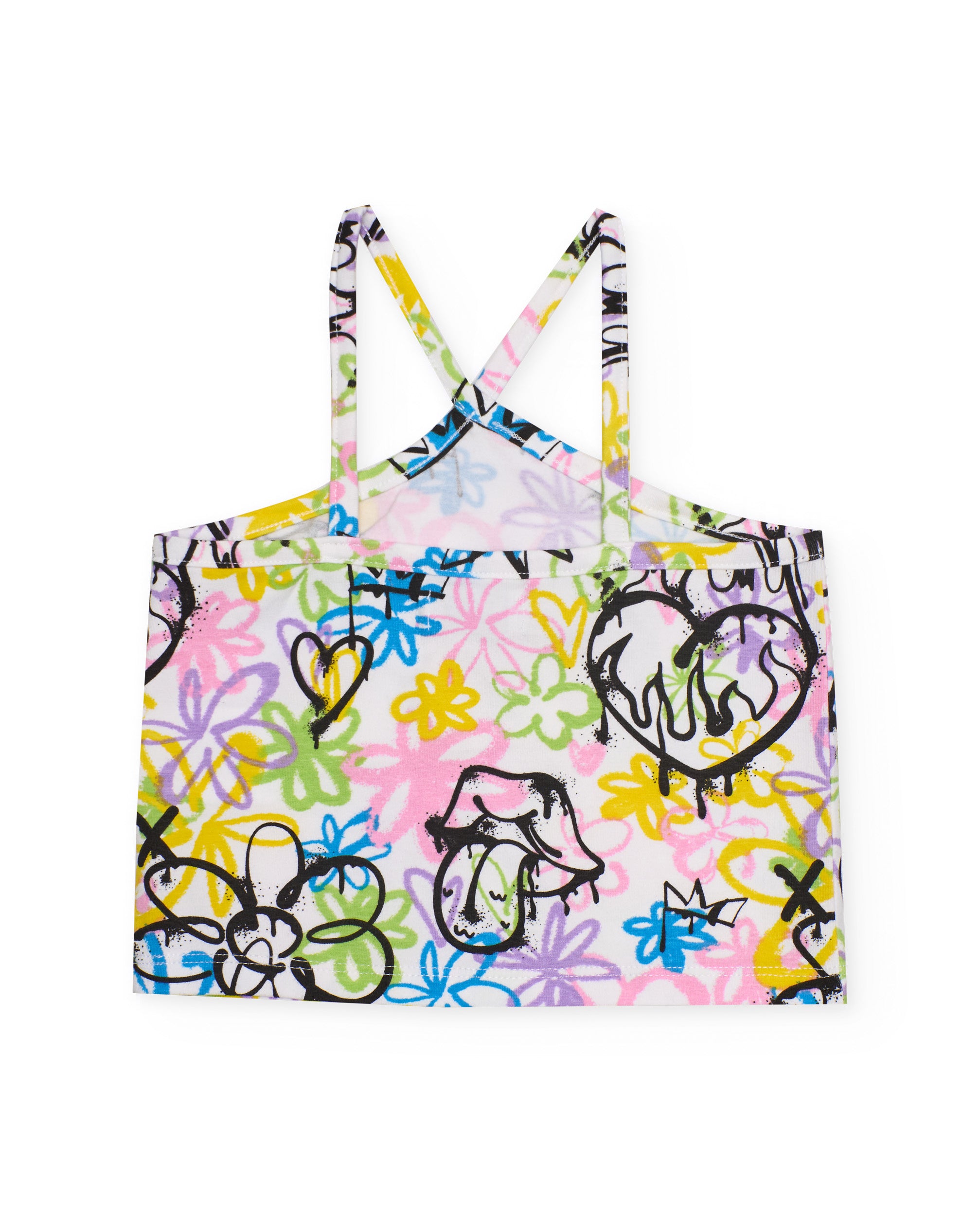 Tuc Tuc completo bambina bianco top graffiti + shorts