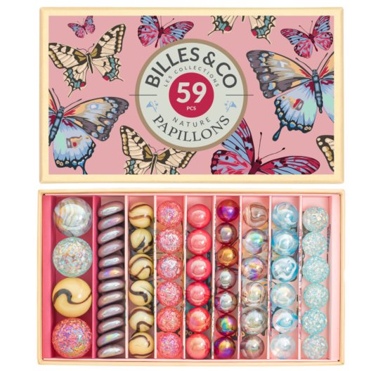 Billes & Co Papillons biglie vetro 59 pezzi anamorfico