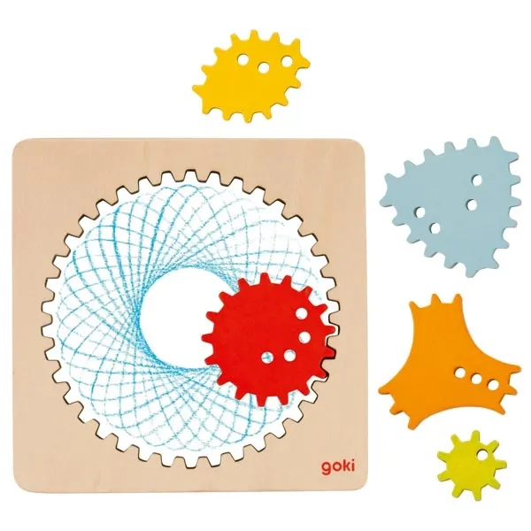 Goki Spirografo Legno 5 Rondelle gioco disegno