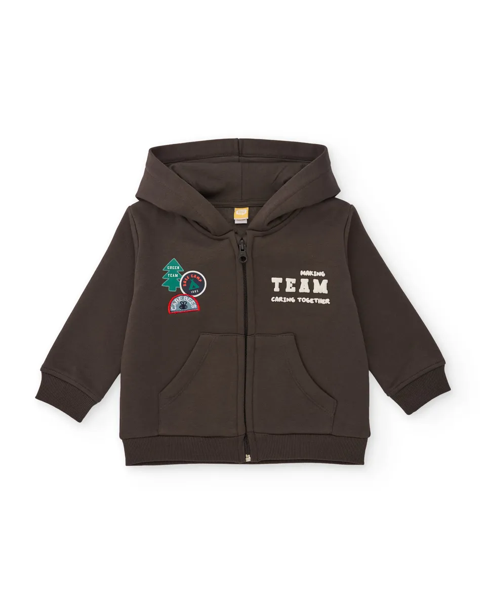 Tuc Tuc Felpa bimbo cappuccio marrone zip