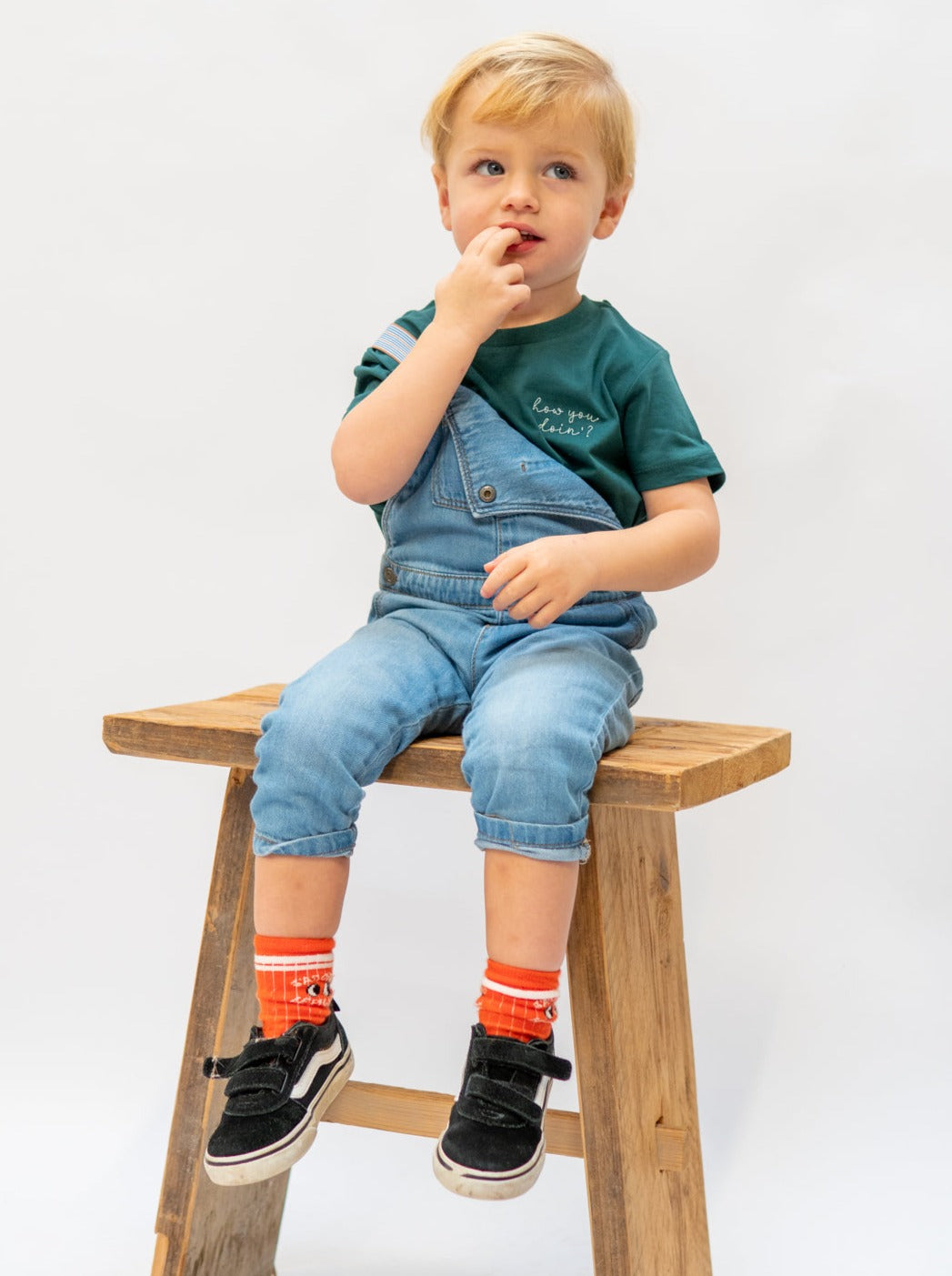 Ella and Rapha How You Doin t-shirt verde cotone organico bimbo