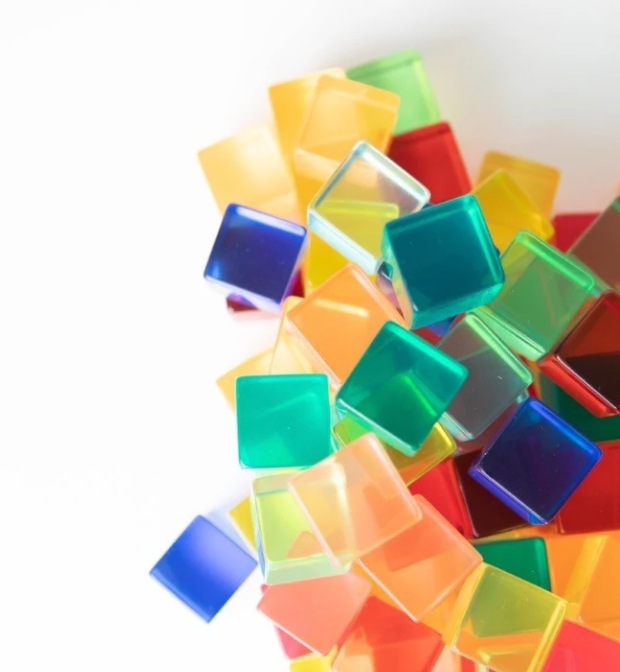 Bauspiel set 20 cubi acrilici trasparenti 2,5 cm