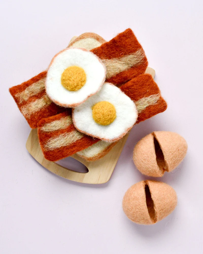 Tara Treasures Breakfast Bacon Egg cibo in feltro interattivo