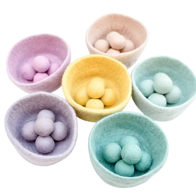 Tara Treasures Pastel palline e ciotole feltro 36 pezzi