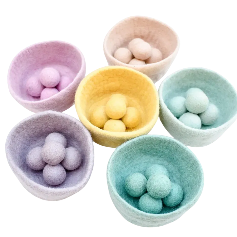 Tara Treasures Pastel palline e ciotole feltro 36 pezzi