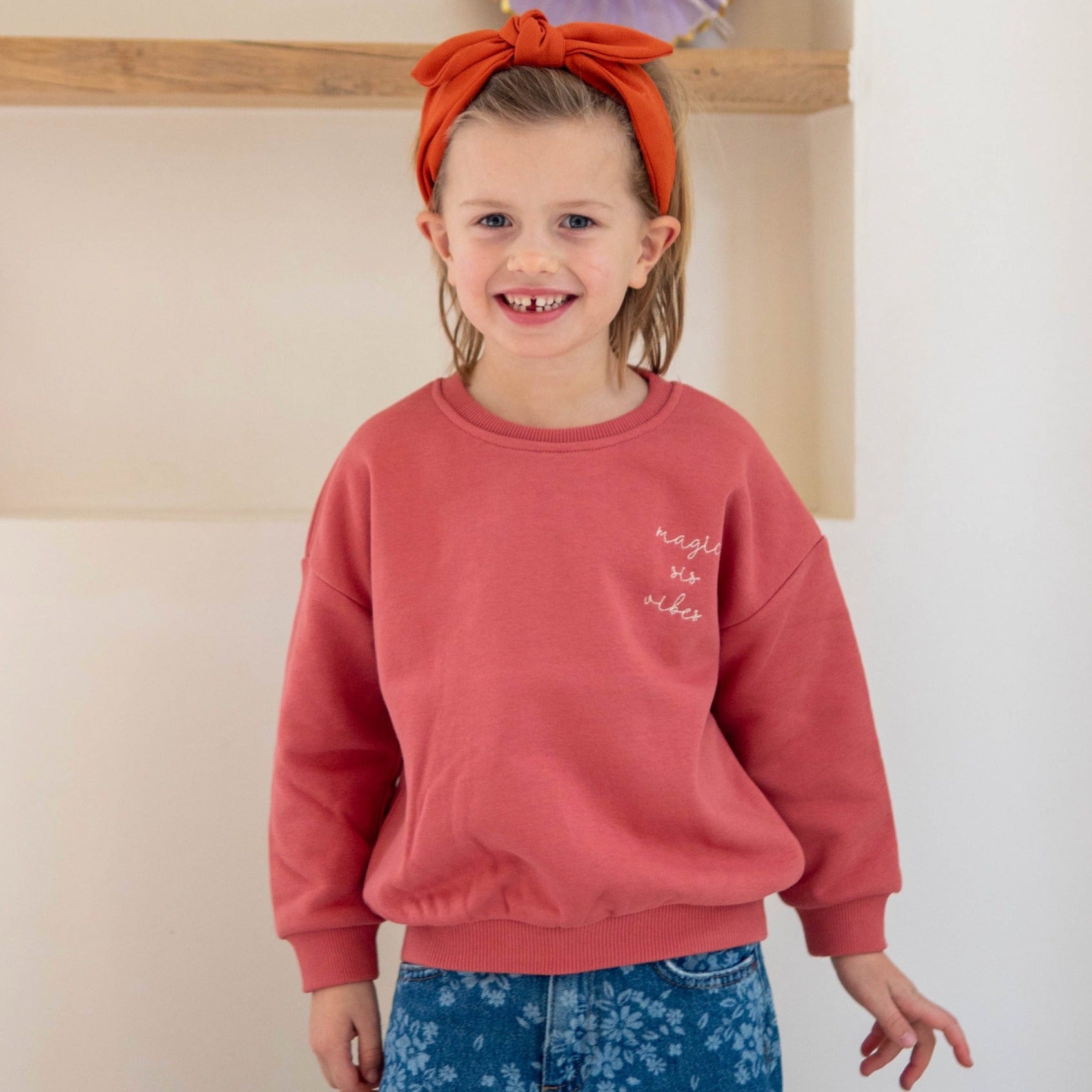 Ella and Rapha Sis felpa bambina lampone loose fit cotone