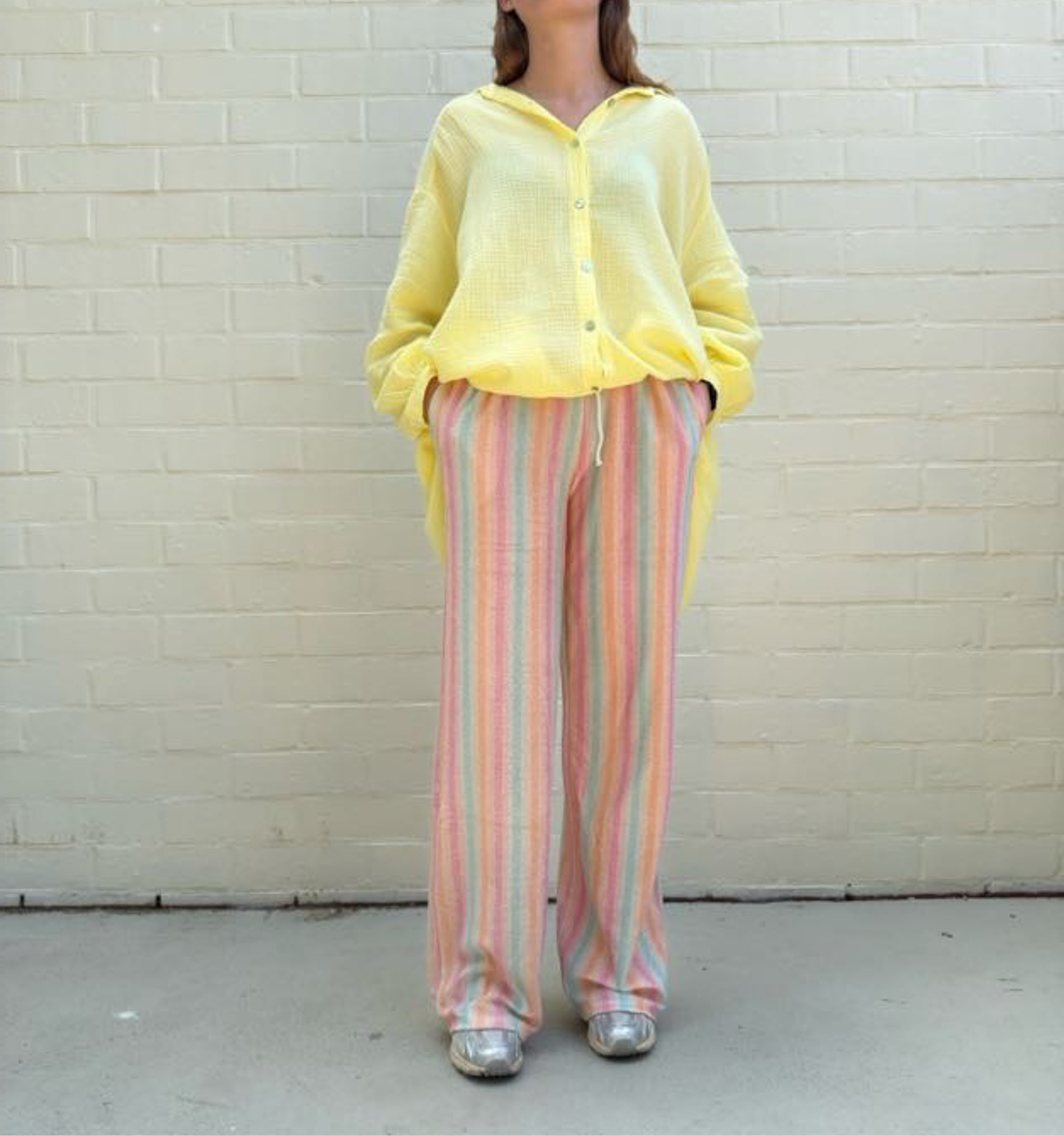 Ella and Rapha OLIVIA ROZY stripes pantaloni arancioni in spugna