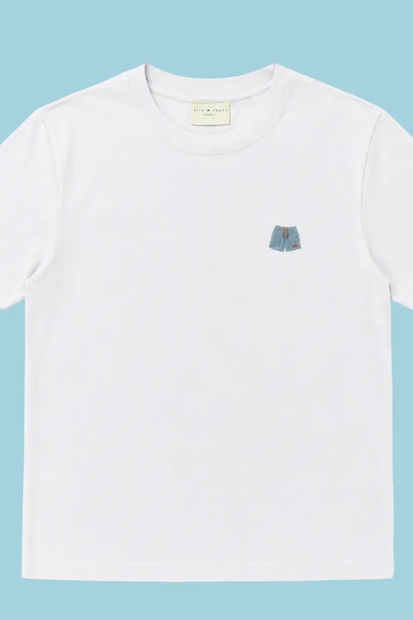 Ella and Rapha Swimshort t-shirt uomo bianca cotone