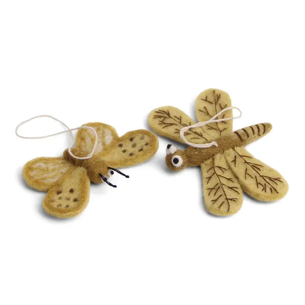 Gry & Sif Farfalle Gialle pendenti feltro set 2 lana