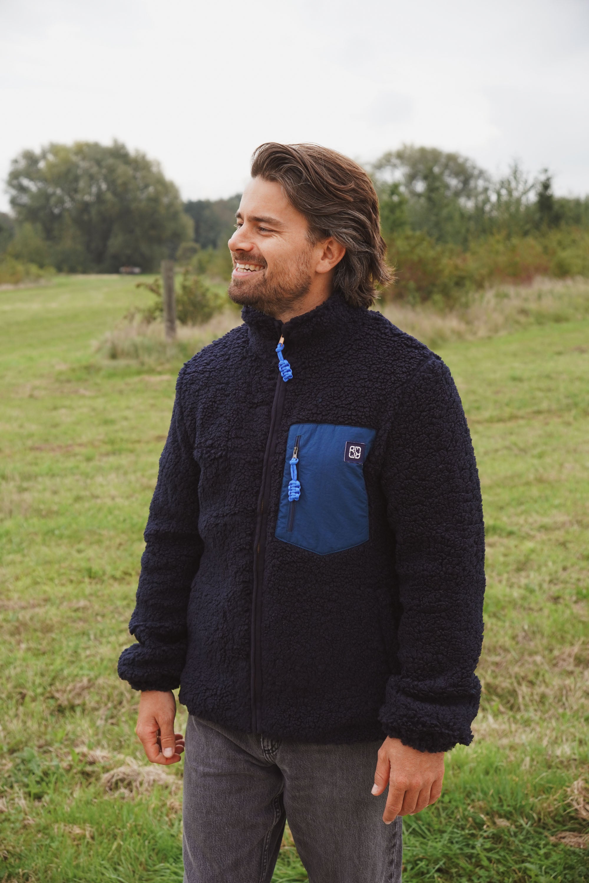 Ella and Rapha Teddy giacca uomo navy regular fit