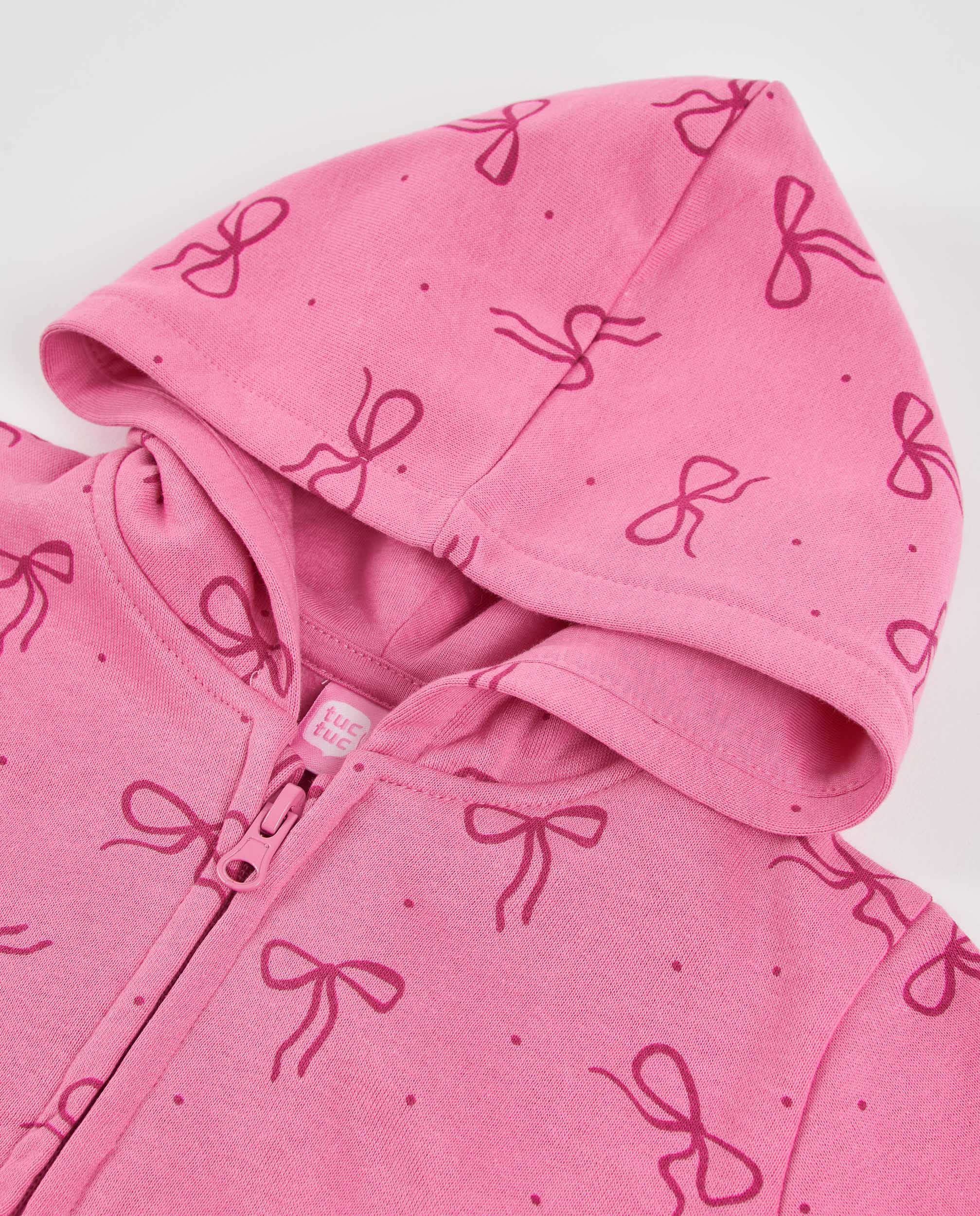 Tuc tuc felpa bambina zip rosa fiocchi