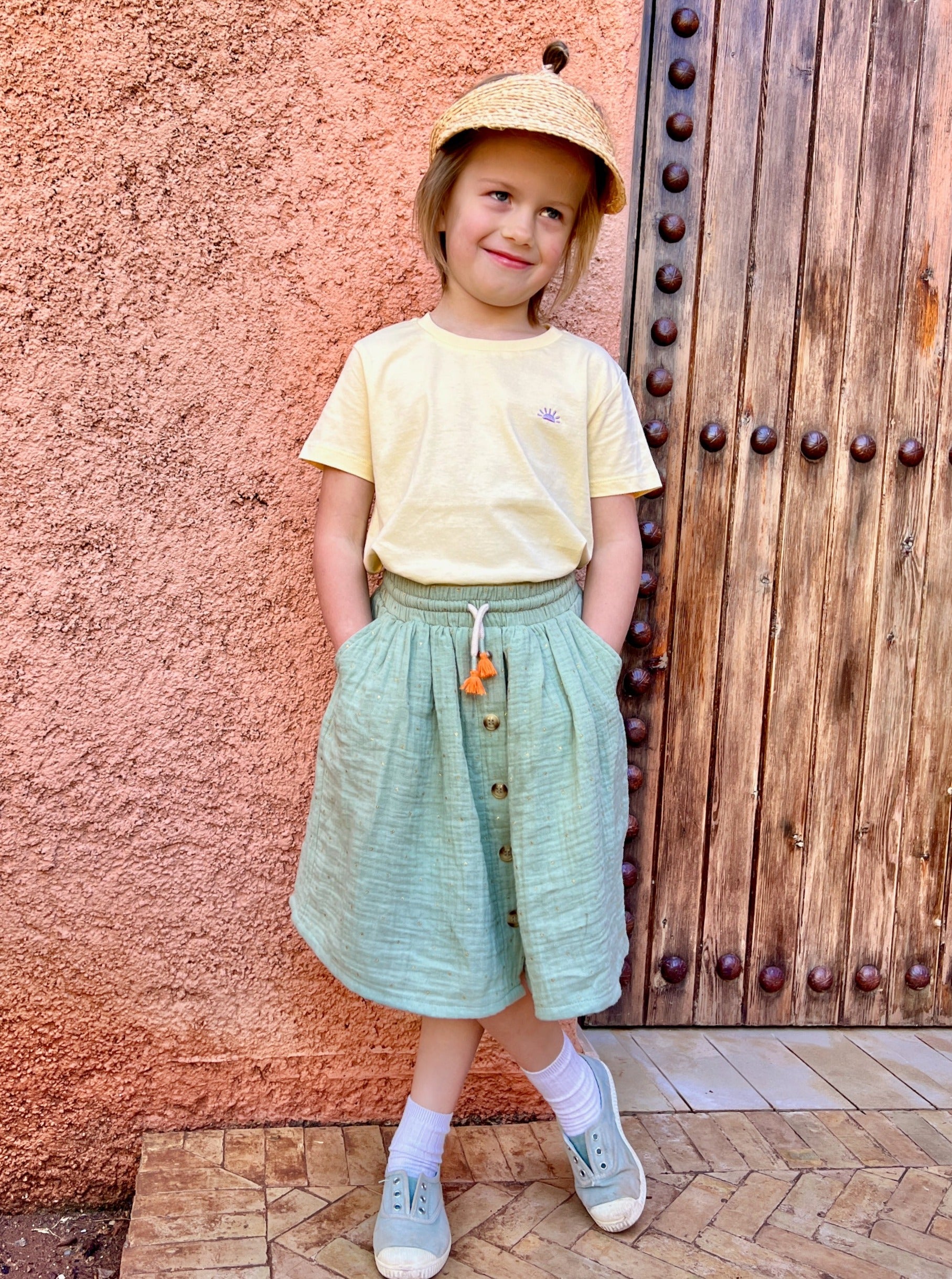 Ella and Rapha Sun t-shirt giallo burro bambino cotone organico