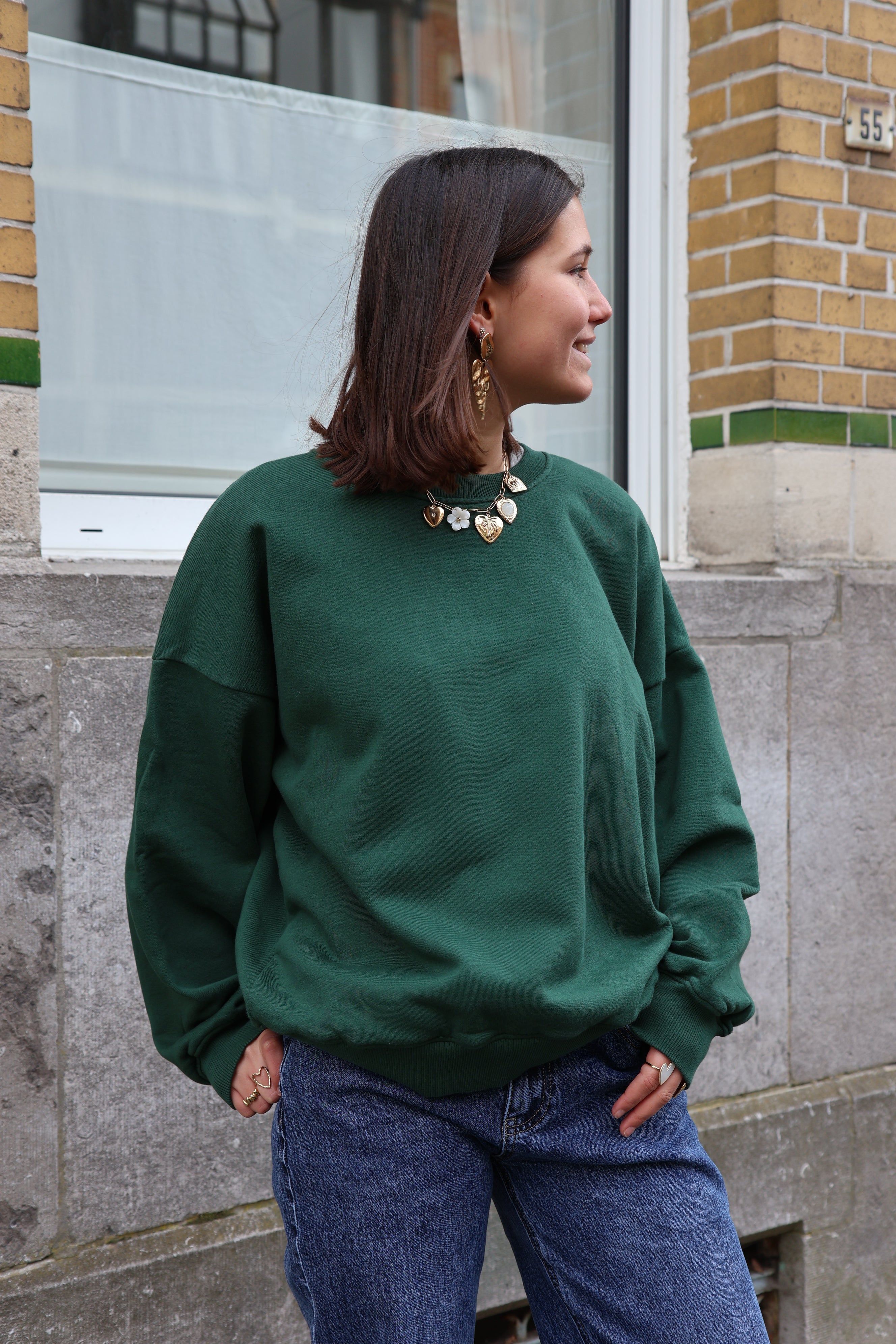 Ella and Rapha Club Love felpa verde loose fit