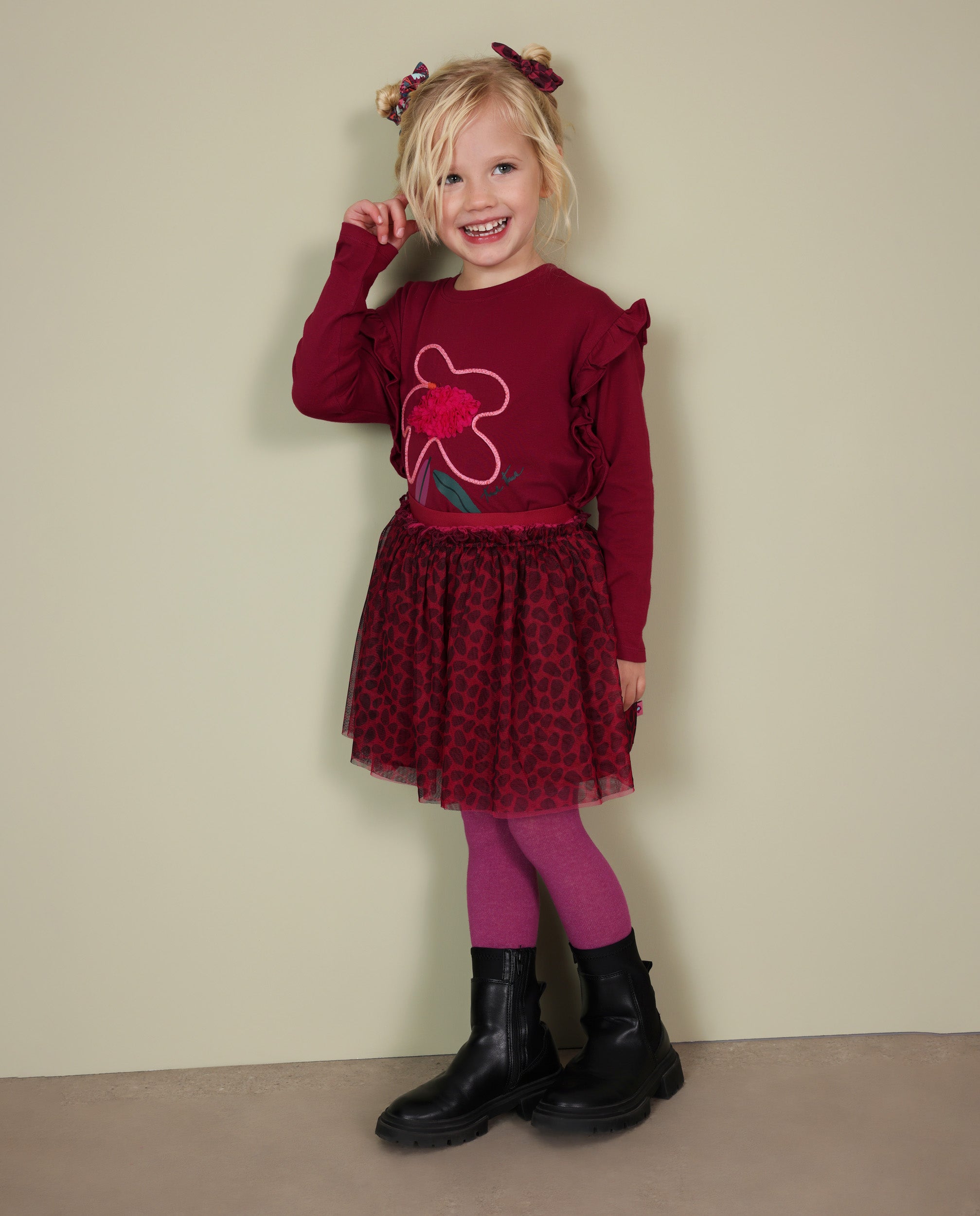 Tuc Tuc Geo-Logic gonna tulle bambina bordeaux animalier