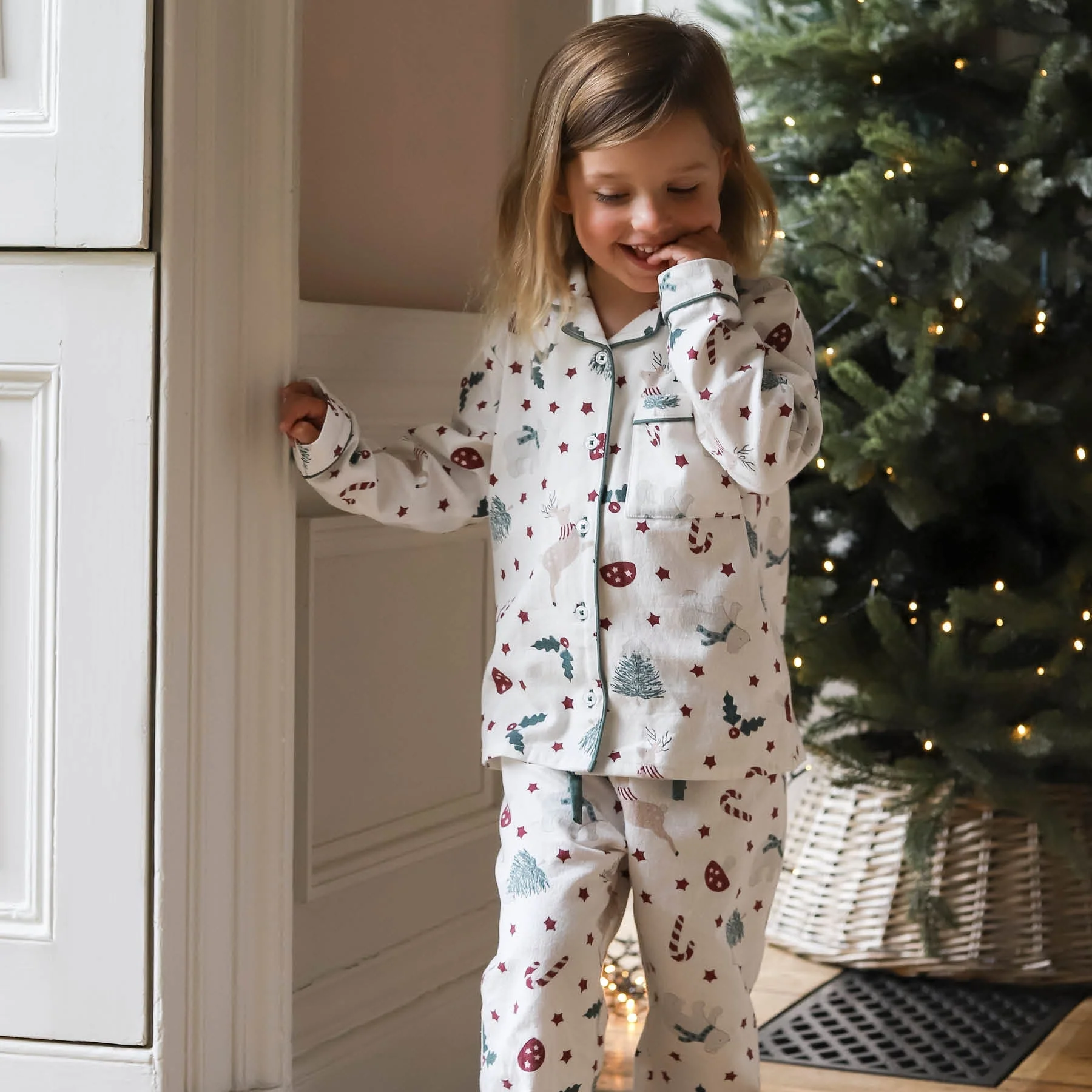 Avery Row Christmas Carousel pigiama bambini flanella bio