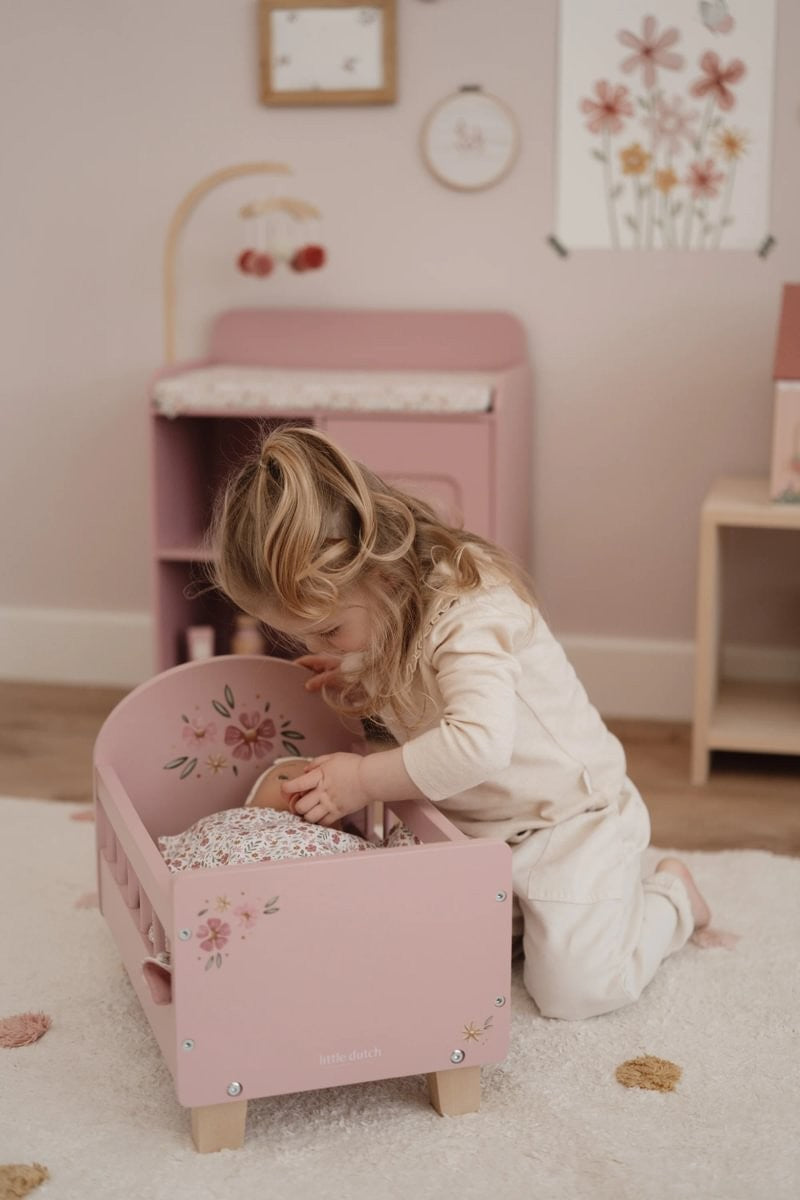 Little Dutch lettino bambole legno fiori e farfalle