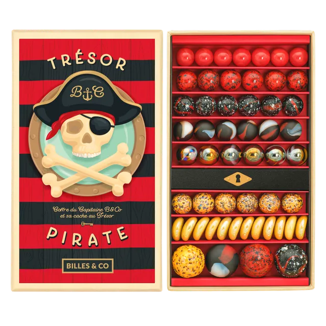 Billes & Co Pirate Treasure scatola biglie vetro 85 pezzi