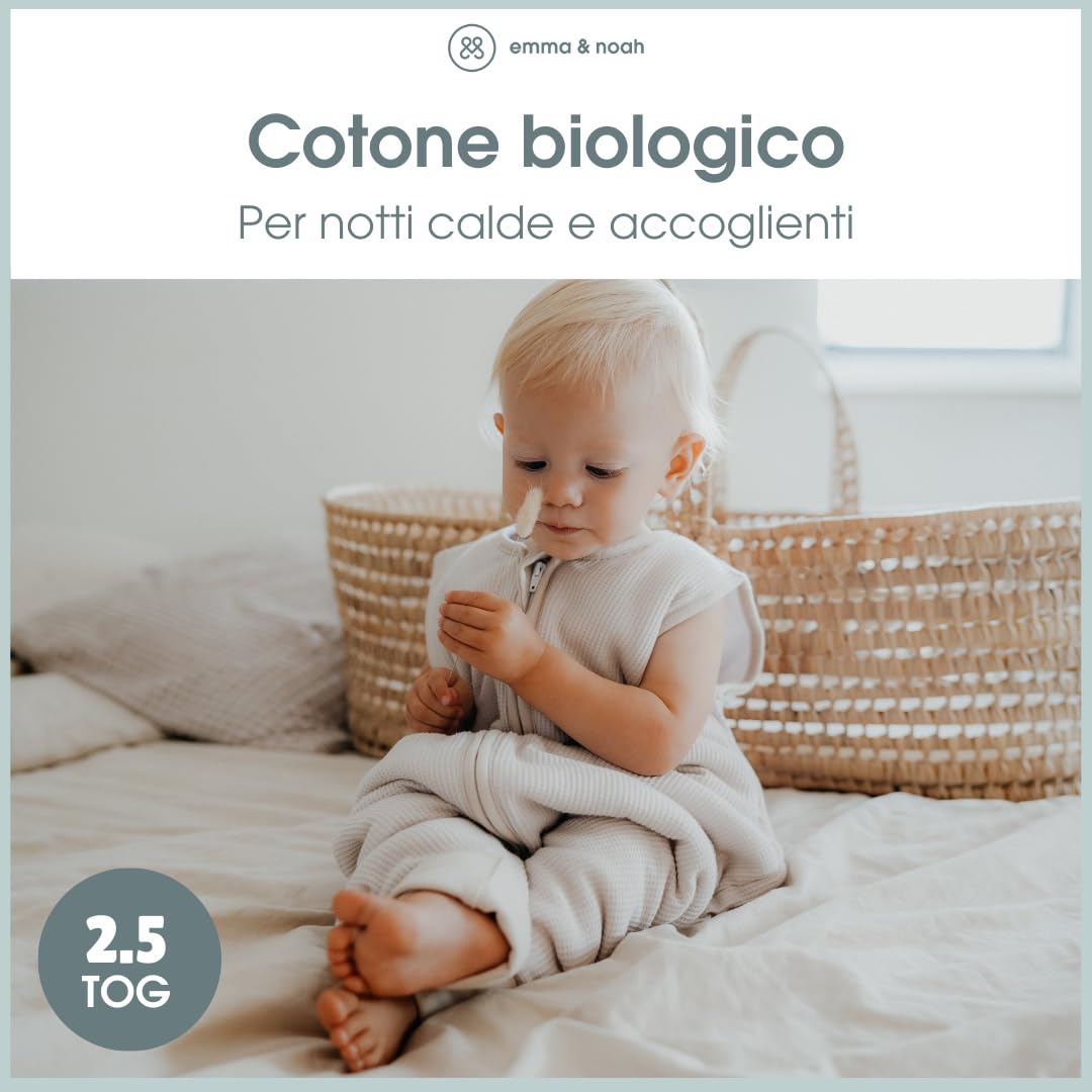 emma & noah Sacco nanna con piedini 2,5 TOG taglia 100 cotone bio