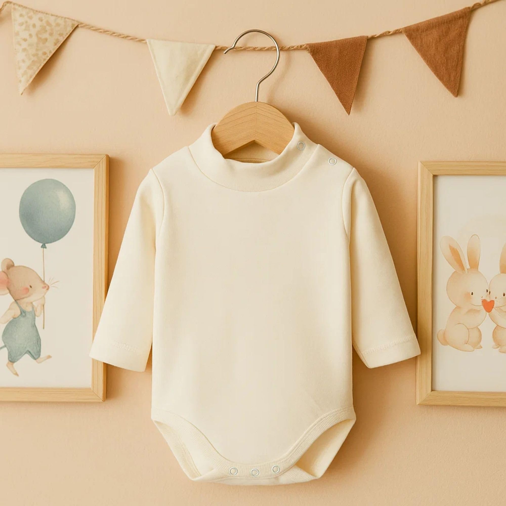 Babidu 1177 Body Neonato Dolcevita Manica Lunga Beige Cotone