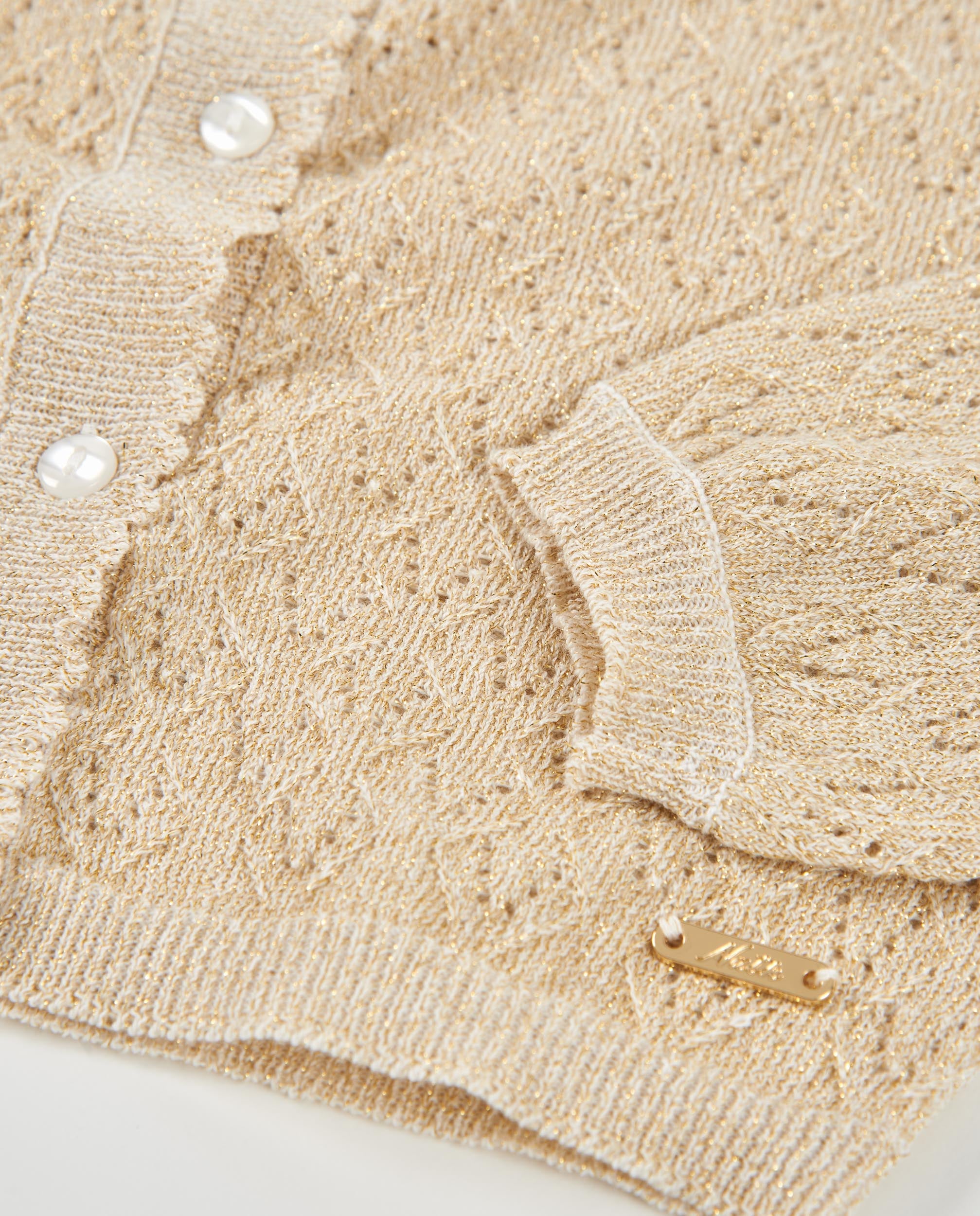 Tuc Tuc cardigan bambina beige traforato bottoni perla