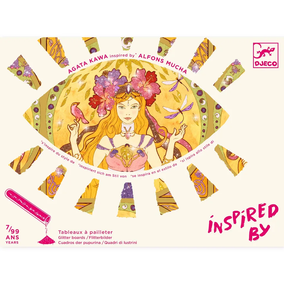 Djeco Inspired by Mucha set artistico pittura glitter 4 quadri
