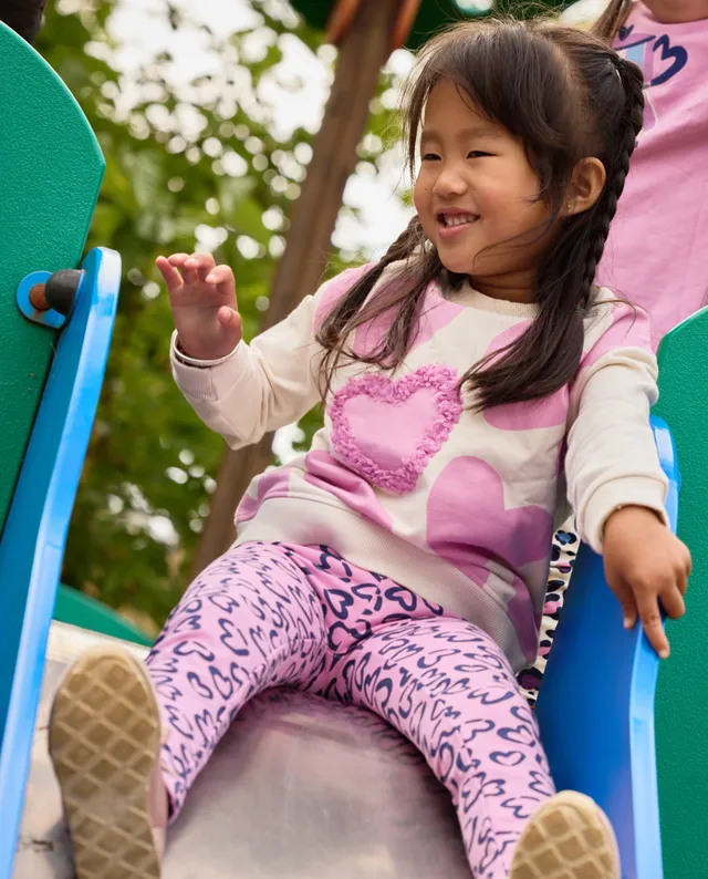 Tuc tuc leggings bambina rosa felpati cuori