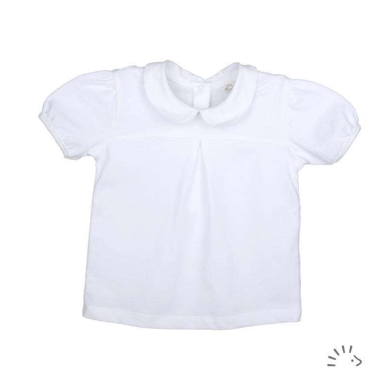 Popolini blusa maniche corte bianca bimba cotone organico