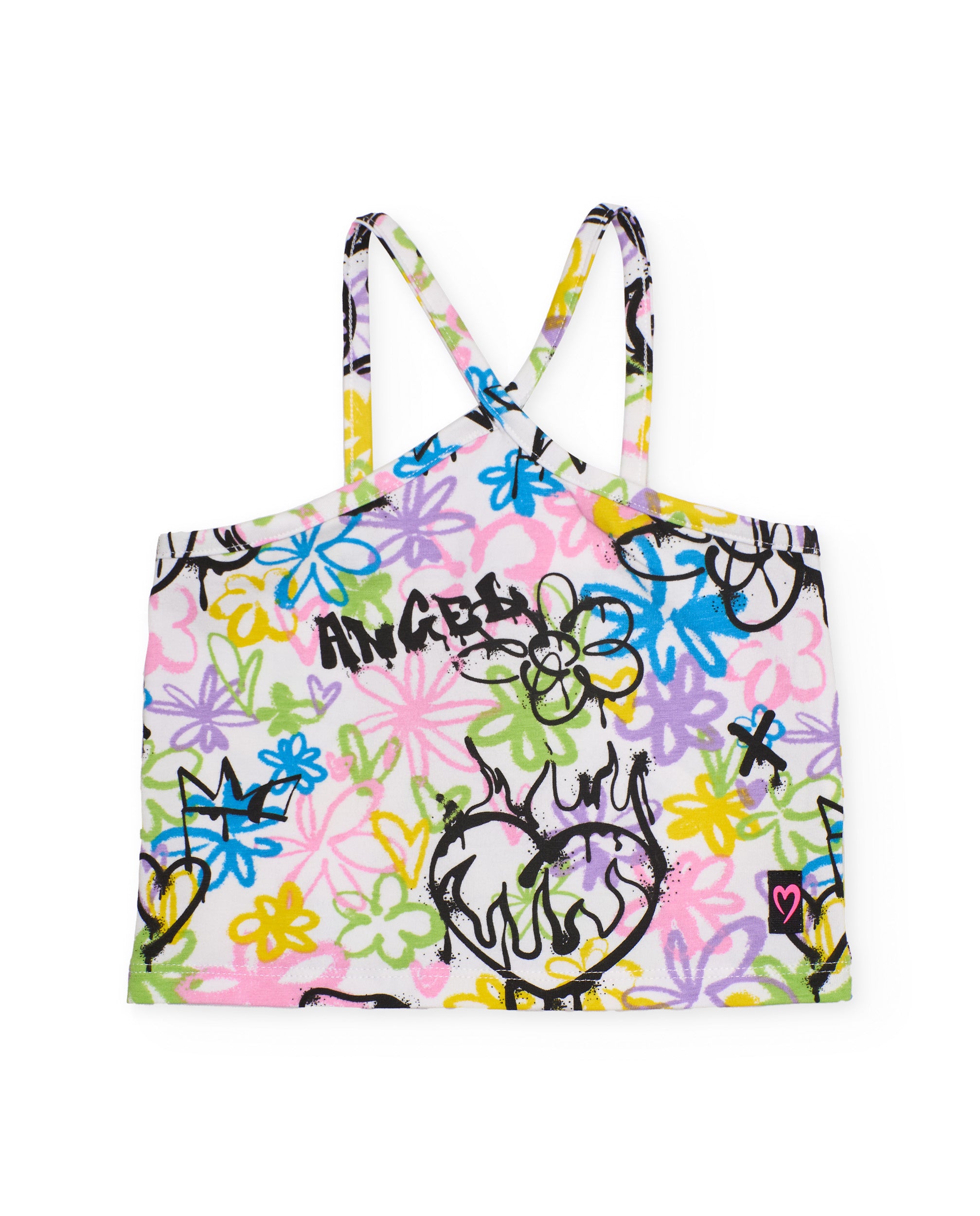 Tuc Tuc top bambina bianco stampa graffiti spalline