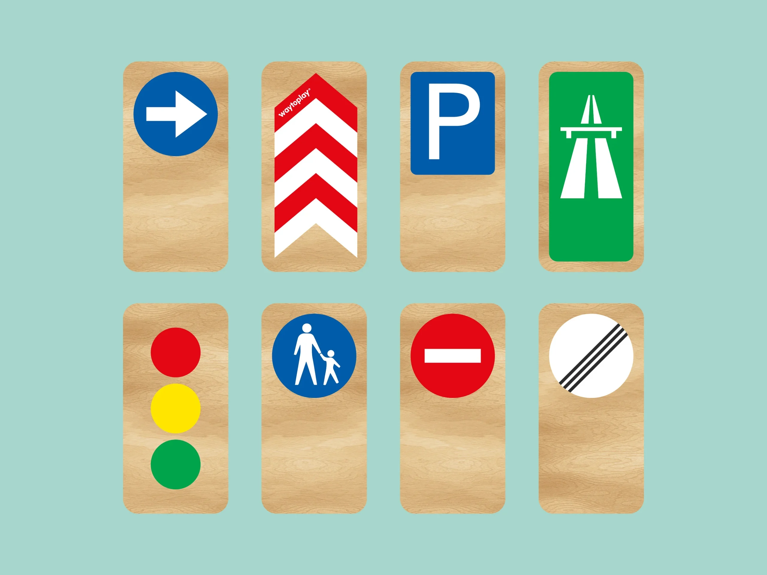 Waytoplay Traffic segnali stradali legno 8 pezzi