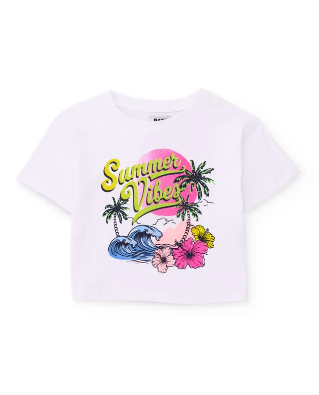 Tuc tuc Maglietta bambina bianca stampa tropicale