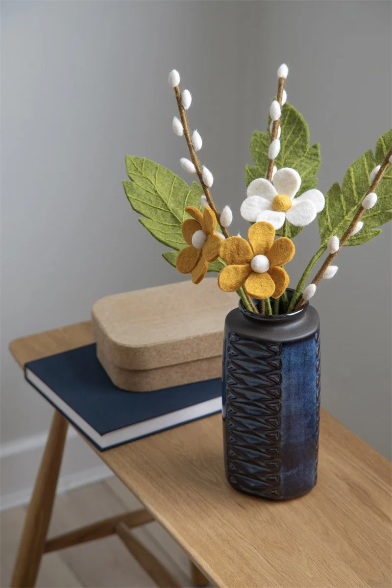 Gry & Sif Anemone Gialla fiore feltro grande lana