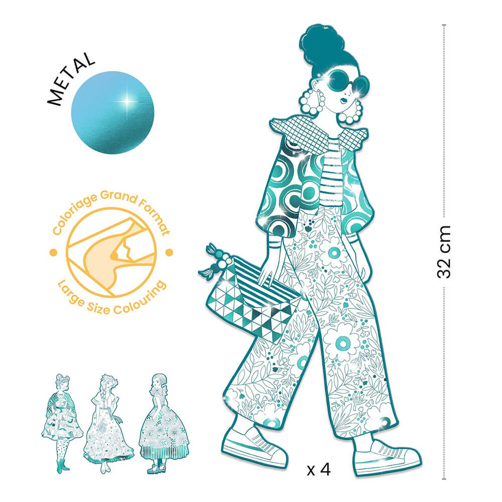 Djeco Rebekka & Friends silhouette da colorare 4 pz