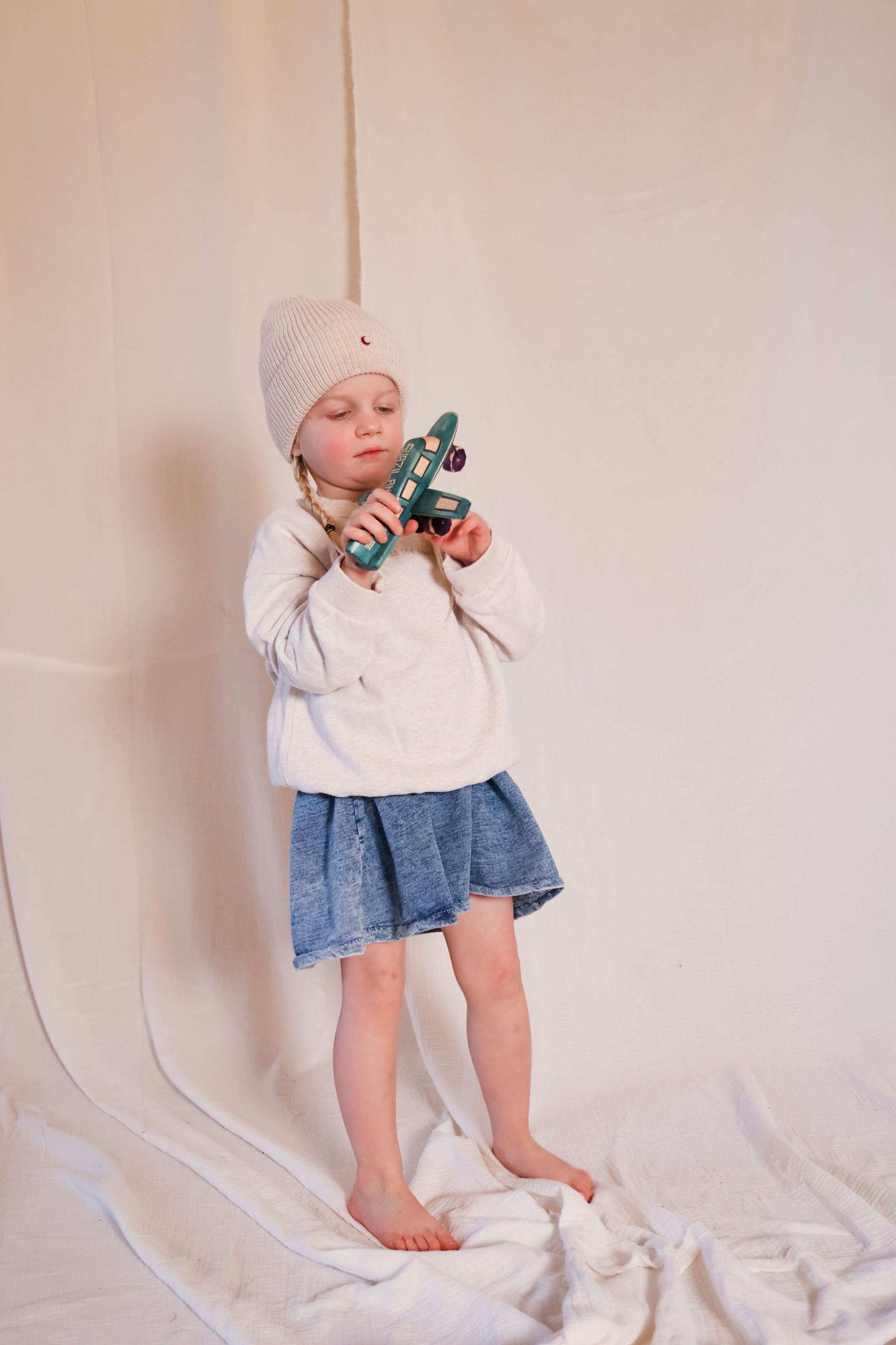 Ella and Rapha Moon Beanie berretto bimbo beige lana