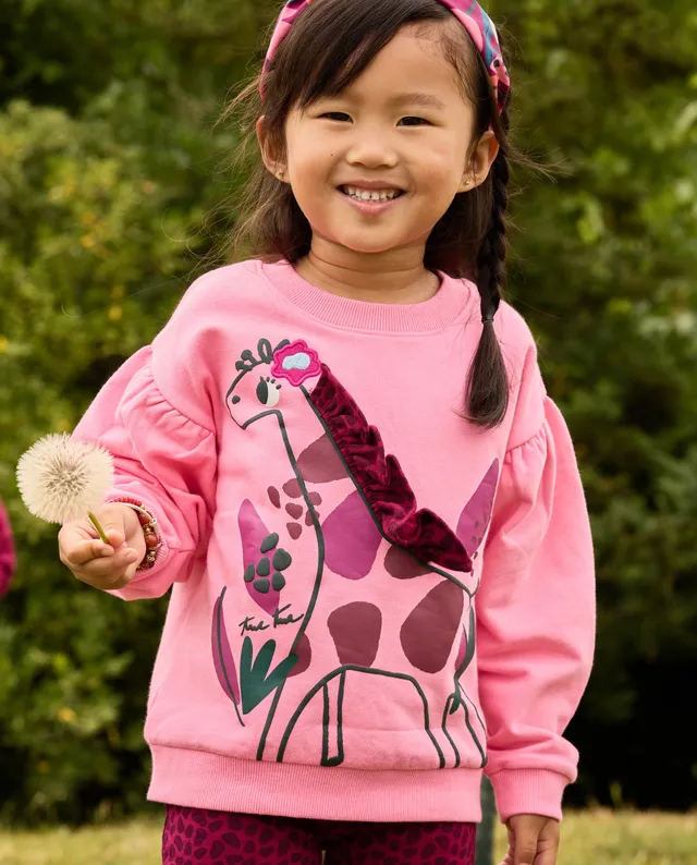 Tuc tuc felpa pile bambina rosa stampa giraffa