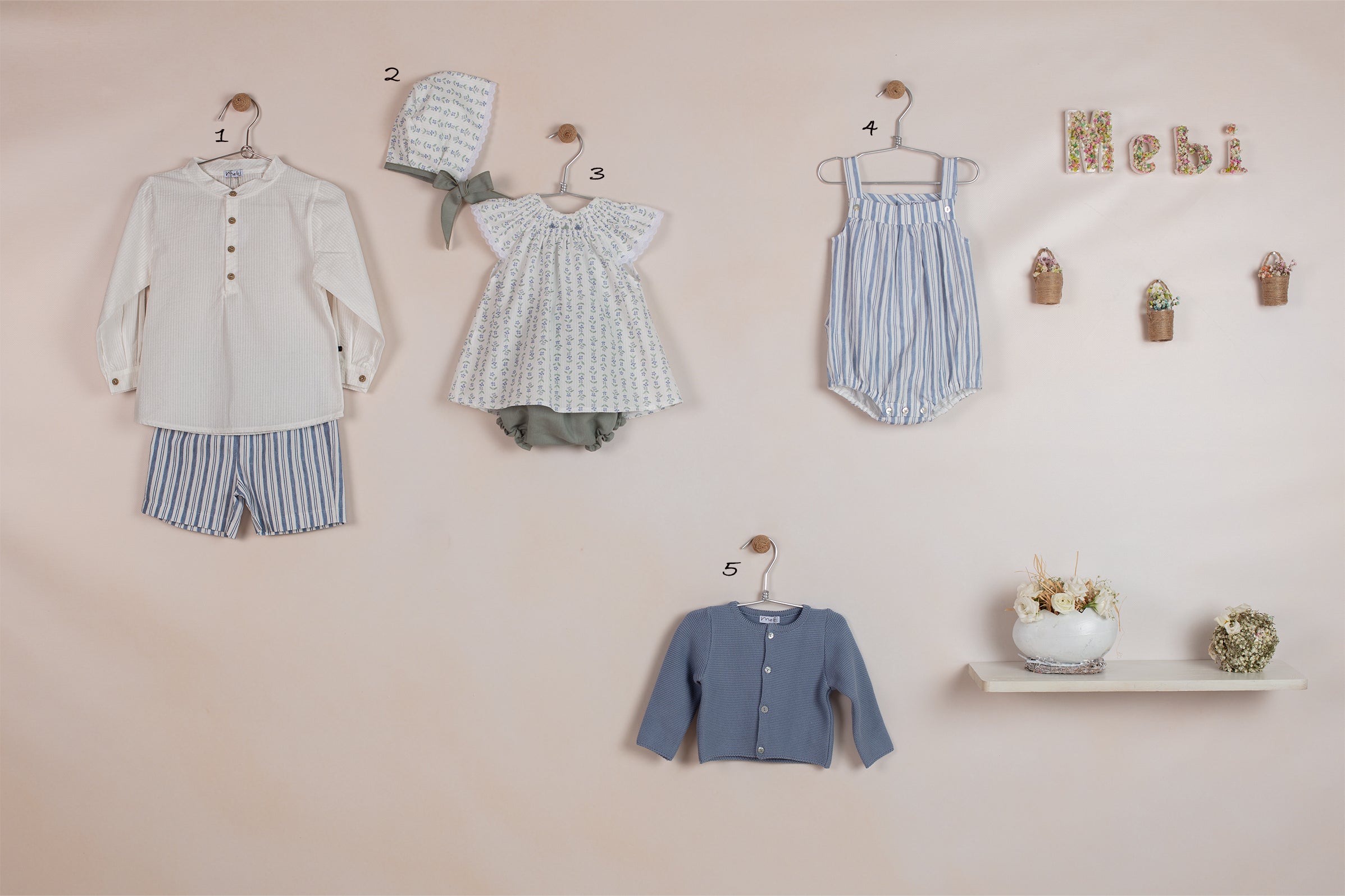 Mebi Raya Azul Camicia Bambino Manga Corta Cotone