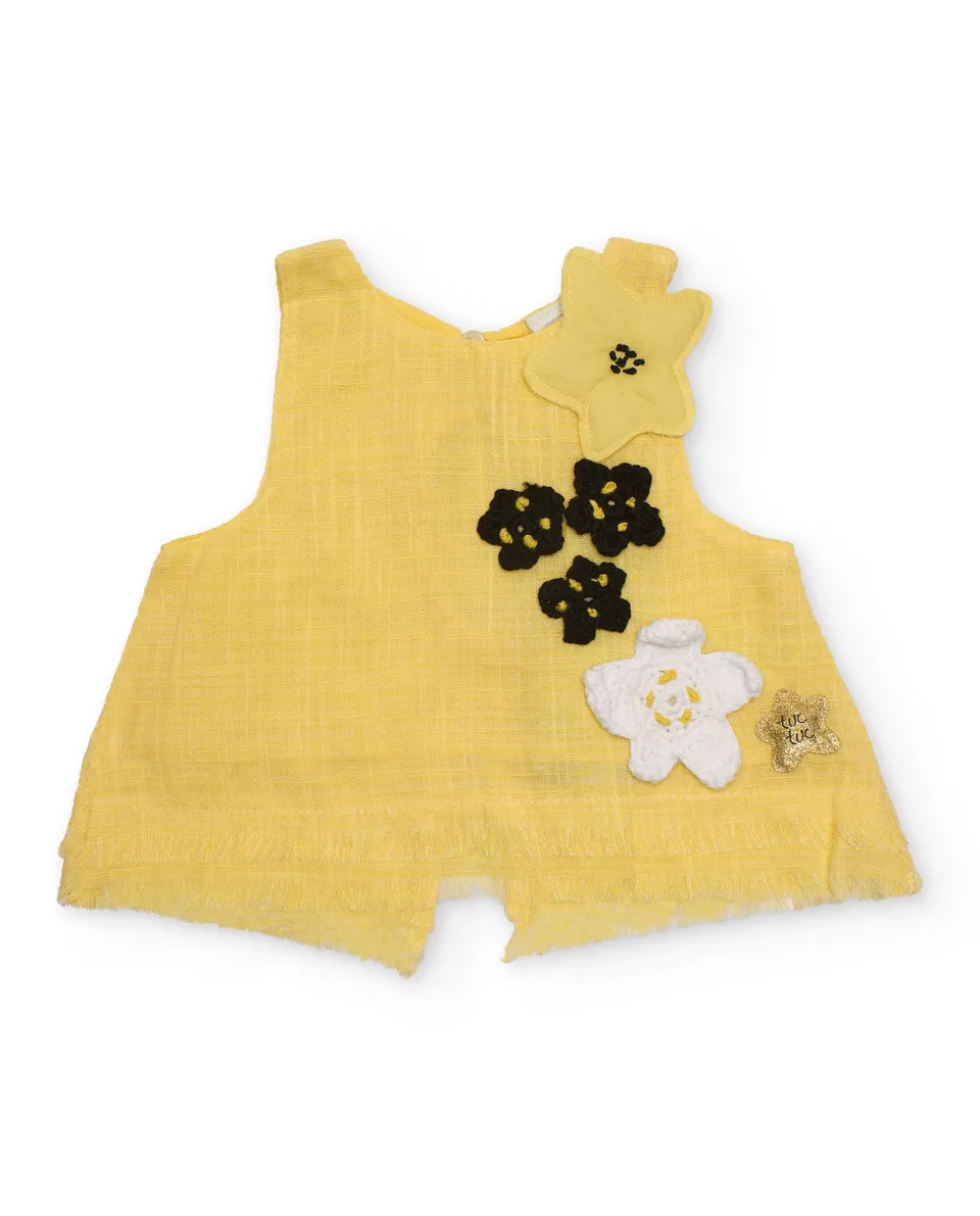 Tuc Tuc blusa bimba senza maniche gialla fiori