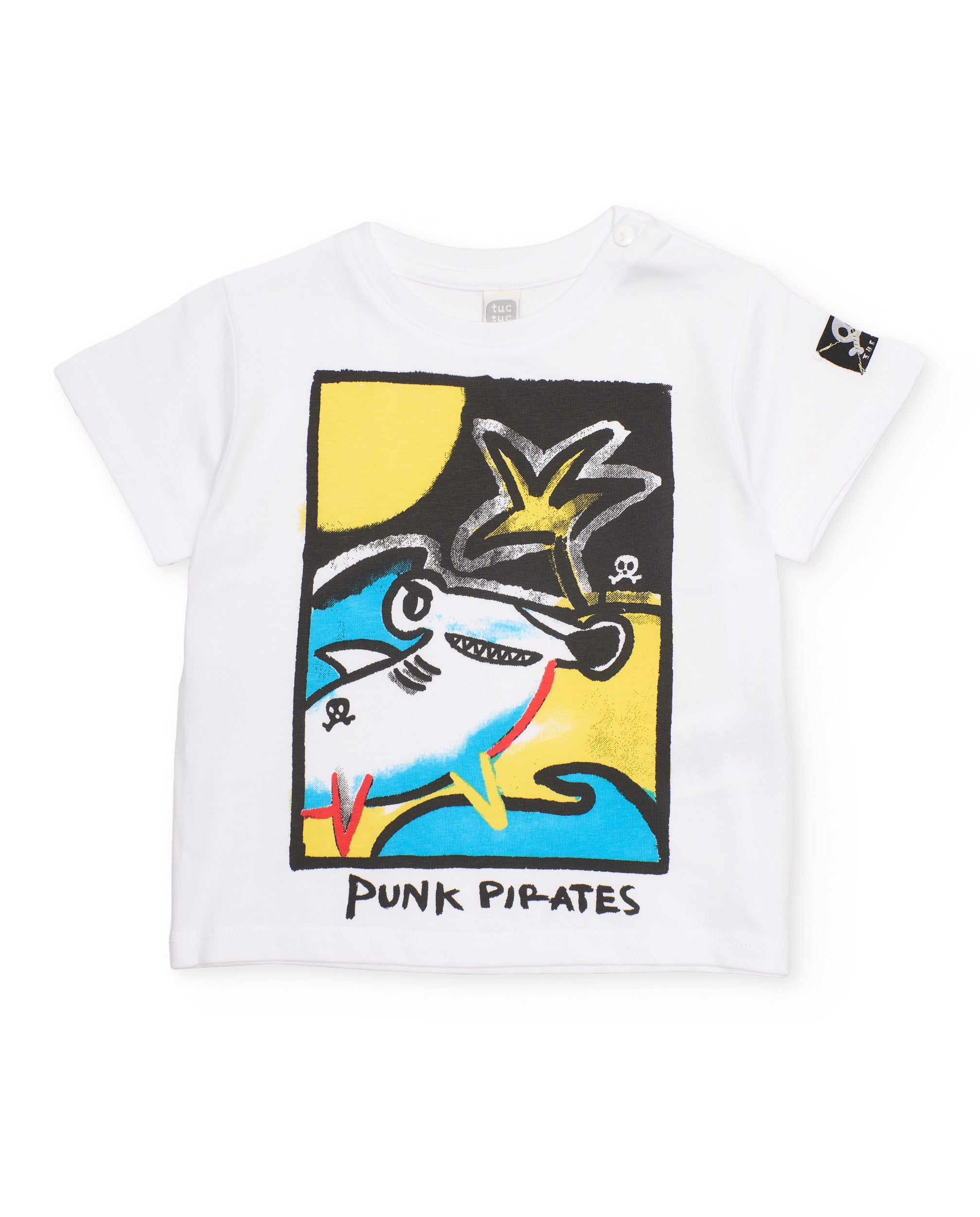 Tuc Tuc t-shirt bimbo bianca cotone stampa squalo